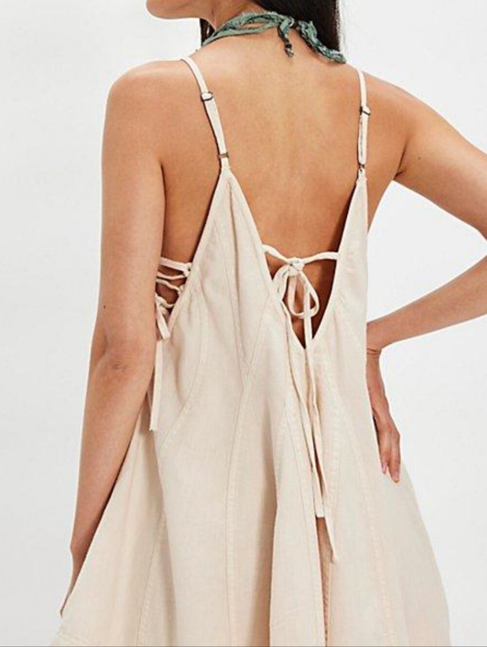 Free People Cream Lace-Up Side Romper - Picture 4 of 6